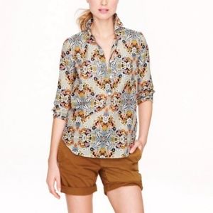 NWOT J.crew Misty Fog Floral Button up Popover Blouse | sz 6